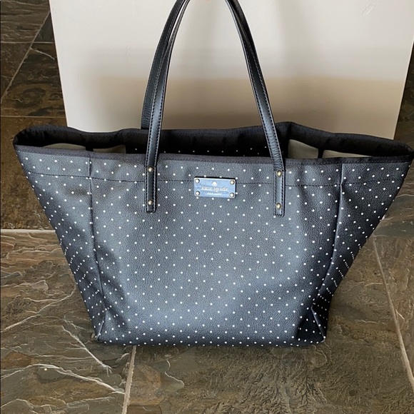 Black and white polka dotted Kate Spade tote - Picture 6 of 8